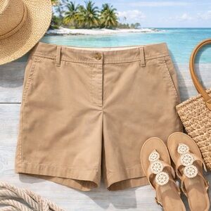 Talbots Relaxed Chino Shorts 7” Khaki Size 10 Classic Summer